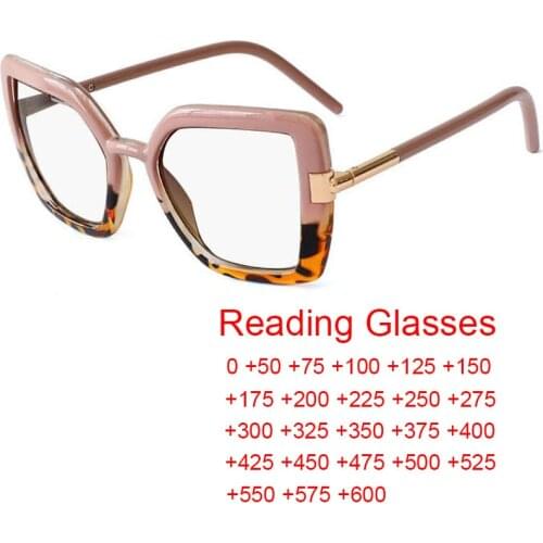 2021 New Luxury Brand Reading Glasses Women Prescription Lens Blue Light Filter Magnifying Eyewear Cute Pink Leopard Eyeglasses