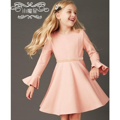 Large Girls Dress Spring And Autumn 2020 New Style Childrens Little Girl Long-sleeved Red Children Western Style Princess Skirt