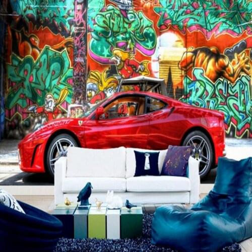 Custom 3d wallpaper Graffiti car bar ktv background wall nightclub corridor gallery studio custom mural restaurant wallpaper