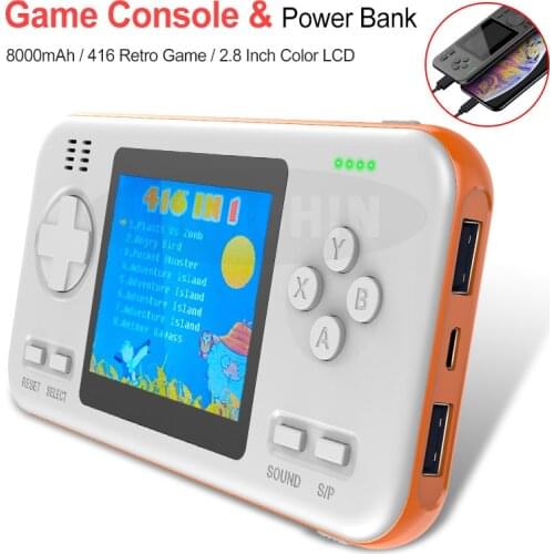 Portable Power Bank 8000mAh Battery Capacity Power Bank with 2.8 Inch LCD Game Player Built in 416 Games Video Game Console