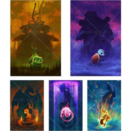 Anime Pokemon Poster Pikachu Bulbasaur Wall Picture Canvas Painting Mural Kids Room Child Bedroom Home Decoration