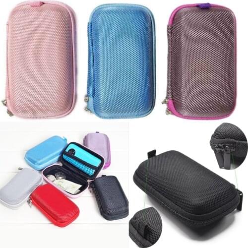 Rectangle Shaped Hard Earphone Headset EVA Case for MP3/MP4 Bluetooth Earphone Earbuds with Mesh Pocket Zipper Enclosure