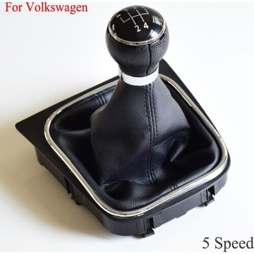 5/6 Speed Stick Gear Shift Knob With Leather Boot Collar Case For Volkswagen VW Golf 5 V MK5 MK6 Jetta 2005-2014 Car Stying