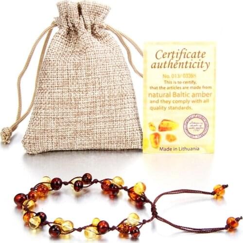 Certified Genuine Baltic Amber Teething Bracelet Raw Unpolished Baroque Baltic Amber Bracelet Baby Beads for Teethers