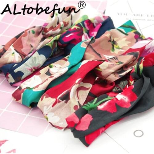ALTOBEFUN Girl Flower Letter Silk Elastic Cross Headdress Women Fashion Hair Band Lady Hair Accessories TC042