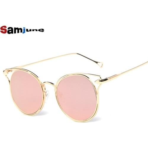 Samjune Cat eye Sunglasses Women Hollow Metal Vintage Steampunk Coating Lens Brand Designer Decorative Arrow Sun Glasses UV400