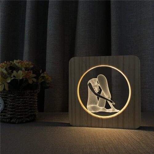 Yoga Lady 3D USB LED Arylic ABS Lamp Table Light Switch Control Carving Lamp for Childrens Room Decoration Dropshipping
