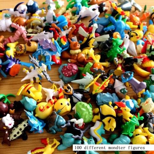 Takara Tomy 100pcs Pokemon Pocket Monster Action Figure Doll Kids Gifts Model Toys Pikachu Sun Moon 5cm
