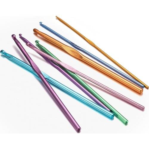 8 Pcs/Lot 2.0-5.5mm Alumina Handle Crochet Needles Metal Crochet Hooks For DIY Jewelry Making Knitting Needle Weave Sewing Tools