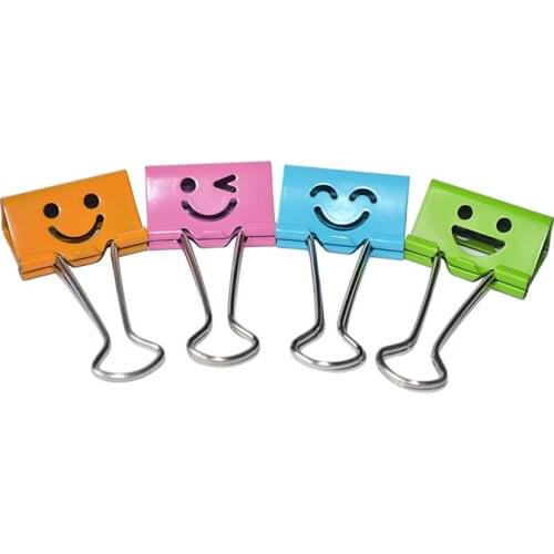 Cartoon Smiley Face Binder Clips19mm(40pcs/set) 25mm(48pcs/set)Wallets Clip Office Clip Iron Clamps Dovetail Clamp
