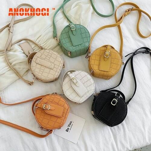 ANOKHOGI All New Female Pure Color Stone Pattern Shoulder Bag Women Fashion PU Zipper Saddle Handbag MB807