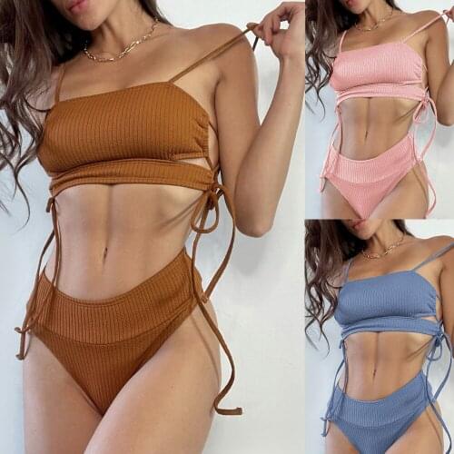 Women Sexy Bandage Swimsuits Two Pieces Bikini Push Up Padded Bra swimwear high quality comfortable bikini top