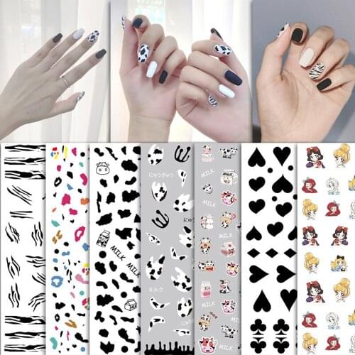 1Pcs 3D Nail Sticker Cow Love heart Sliders Paper Stickers For DIY Gel Polish Decoration Manicure Tattoos Nail Art Accessories