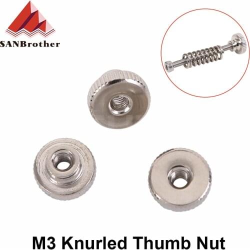 10pcs/lot 3D Printer Heated Bed Leveling Nut Z-axis Leveling Nut M3 Knurled Thumb Nut for Makerbot Prusa I3 Printer