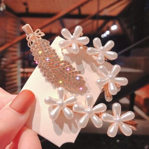 20pcs/lot Seven-piece Suit Pearl Barrettes Beaded Geometric Women Hair Clip Hairgrips Hair Accessories Girls Jewelry Fashion