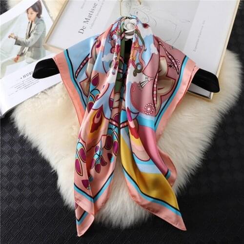 2020 New Print Silk Scarf Lady Hair Square Bag Scarves Female Neckerchief Hijab Shawl and Wraps Women Bandana Foulard Head Band