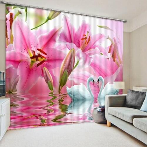 3D Window Curtain Dinosaur print Luxury Blackout For Living Room pink flower curtains