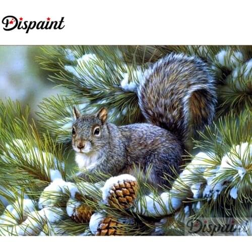 Dispaint Full Square/Round Drill 5D DIY Diamond Painting "Animal squirrel scenery" Embroidery Cross Stitch 5D Home Decor A10409