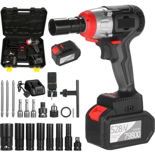 Cordless Impact Wrench 980Nm Torque Brushless Motor 1/2 &1/4 Inch Quick Chuck 6.0A with Fast Charger Variable Speed Impact Kit