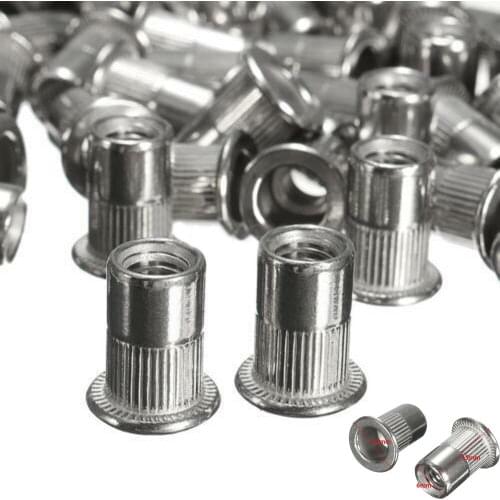 Threaded Rivet nut 50pcs Flat head M6 Car Fastener Insert Nutsert Screw
