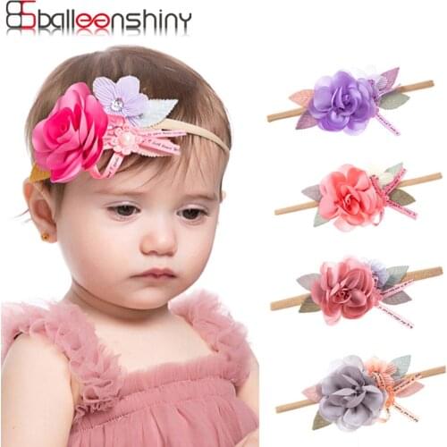 Balleenshiny Simulation Flower Pearl Childrens Hairband Bebe Hair Accessories Kids Girls Birthday Gifts Infant Toddler Headband