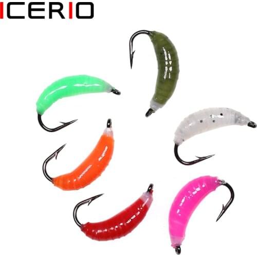 ICERIO 6PCS Nymph Scud Bug Worm Flies Trout Fly Fishing Lure Bait