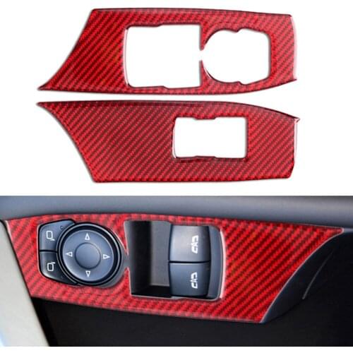Red Carbon Fiber ABS Car Window Control Switch Panel Cover Sticker For Chevrolet Camaro 2016 2017 2018 2019 2020