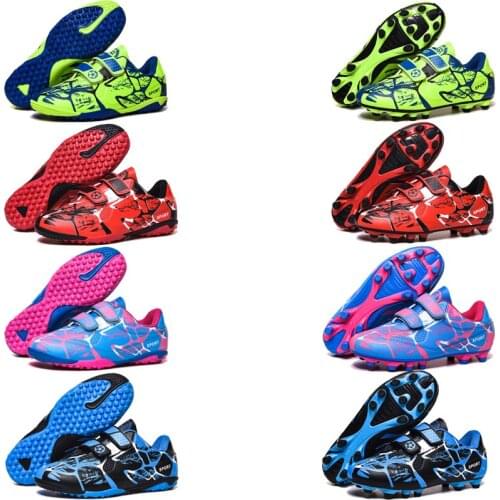 Summer New Fashion Sports Outdoor Childrens Mens And Womens Football Shoes TF/FG Velcro Non-slip Design Football Shoes