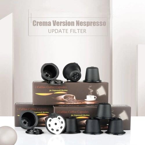 ICafilasNew Version Crema Stainless Steel Refillable Reusable Coffee Capsule For Nespresso Tamper Coffee Pod For Machine