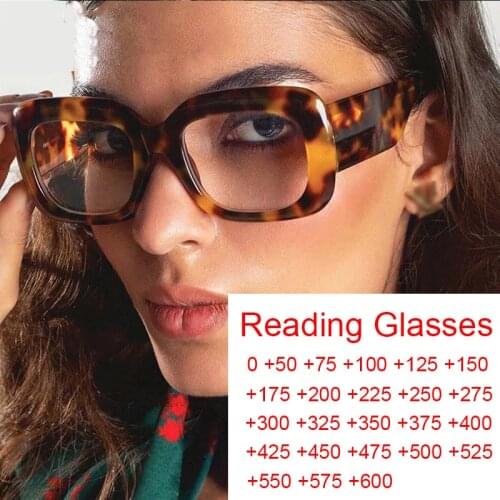 Fashion Square Presbyopic Reading Glasses Blue Light Blocking Anti-Reflective Graduation Glasses Women Eyeglasses Plus 0 TO +6.0