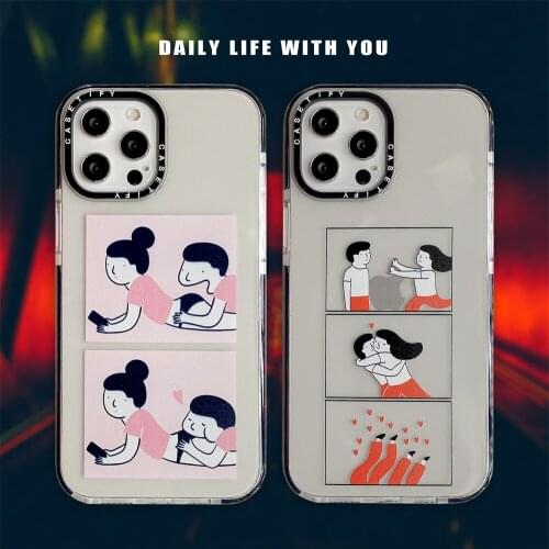 Trendy Design Ins Couple Soft TPU Phone Case For IPhone 12 11 Pro Max X Xr Xs Max 6 6s 7 8 Plus Se2 Shockproof Back Cover Fundas