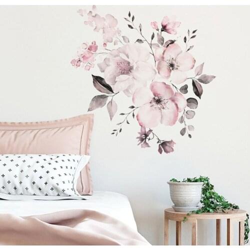 Wall Stickers Sticker Sticker Living Room Household Pink Flower Blossom