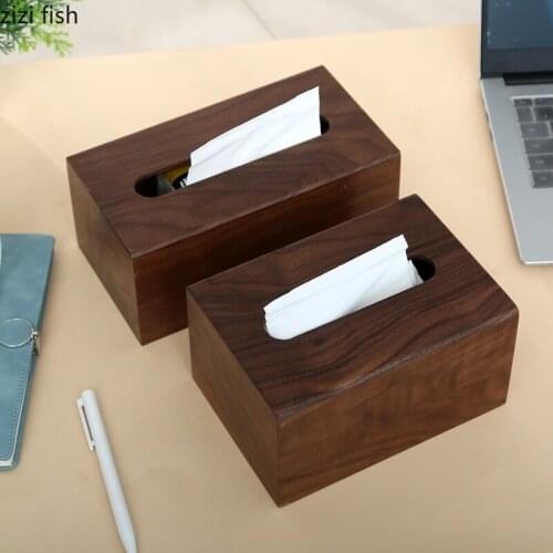 Natural Walnut Wood Tissue Box Dinner Table Paper Towel Organizer Restaurant Hotel Use Minimalist Tissue Boxes Home Decoration
