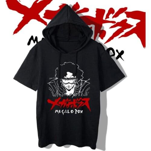 New Megalo Box T-Shirt Short Sleeve Hooded T shirts Anime Casual Summer Women Men JOE JNK DOG Cosplay cotton Tees Tops