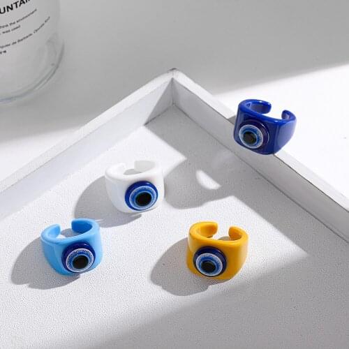 2021 New Trendy Funny Evil Eye Chunky Finger Rings for Women Cute Acrylic Resin Thick Charm Open Rings Party Jewelry Gifts