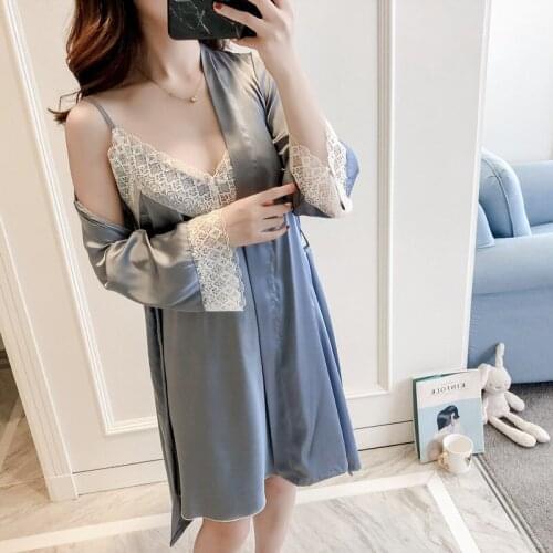 Adult pajamas ice silk two-piece suit Korean solid color ladies vest home service suit female summer vest skirt jacket suit