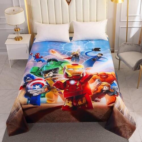 The Avengers Iron Man Captain America Hulk Bedsheet Girls Kids Bedroom Flatsheet Children Baby Flat Bed Sheet Blanket 230x250cm