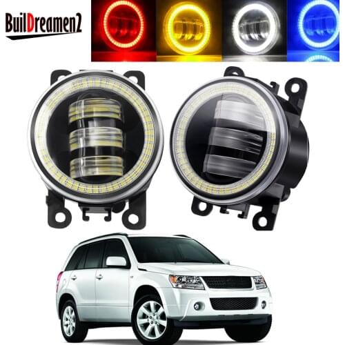 2 X Angel Eye Fog Light Assembly For Suzuki Grand Vitara 2/II JT 2005-2015 Car LED Lens Fog Driving Lamp DRL 30W 6000LM 12V