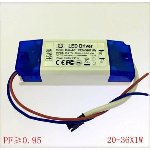 1pc 20-36W AC85-277V LED Driver 20-36x1W 350mA DC60-120V LED Power Supply Constant Current LED Bulb Lamp