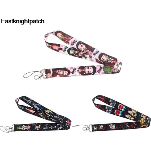 E1521 Anime Kimetsu no yaiba Neck Strap Lanyard Key Card Identification Gym Mobile Phone Strap USB Badge Holder DIY Cord Hanging