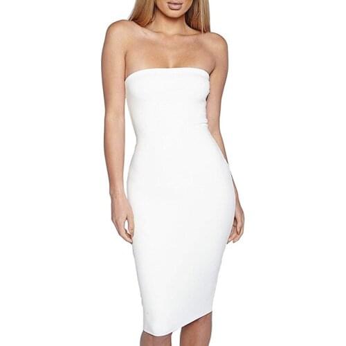 2018 Top Fashion Womens Summer Dresses Strapless Female Clothes Sleeveless Beach Dress Bandeau Bodycon Tube Solid Sexy&clubDress