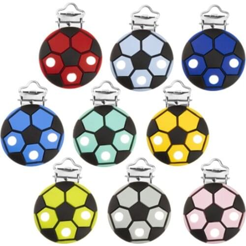 TYRY.HU 3pc/Football DIY Silicone Teether Clip Custom Nipple Holder Tool Teething Care Accessories