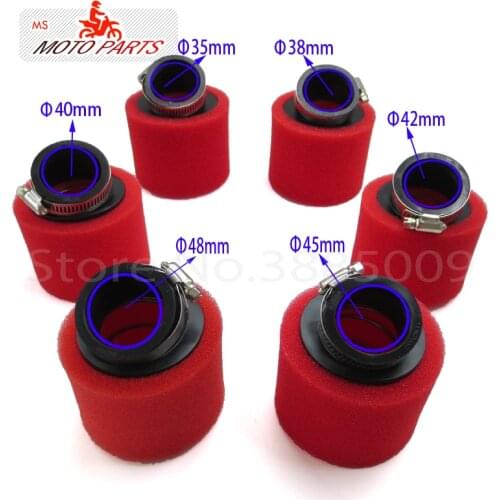 35mm 38mm 42mm 45mm 48mm Bend Elbow Neck Foam Air Filter Sponge Cleaner Moped Scooter Dirt Pit Bike Motorcycle red Kayo BSE