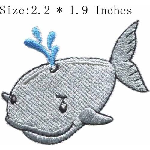 Dolphin 2.2"wide embroidery for iron on backing/fish patch/ocean patch