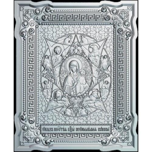 High quality New 3D model for cnc Mother of God Icon Burning Bush 3D carved figure sculpture machine in STL file Religion