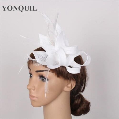 Imitation Sinamay Fancy Bridal Headwear Hair Pin Women Ladies Fascinator Hat Accessories Feather Decor Headdress Hair Clip