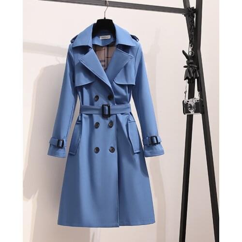 Female Casual Long Trench Coats Mujer S- 4Xl New Spring England Style Women Windbreaker Loose Medium and Long Elegant Belt Coat