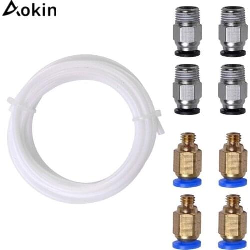 2M 2*4 Tube+ 4 Pcs PC4-M6 Quick Fitting + 4 Pcs PC4-M10 Straight Pneumatic Fitting Push To Connect For 3D Printer 1.75mm