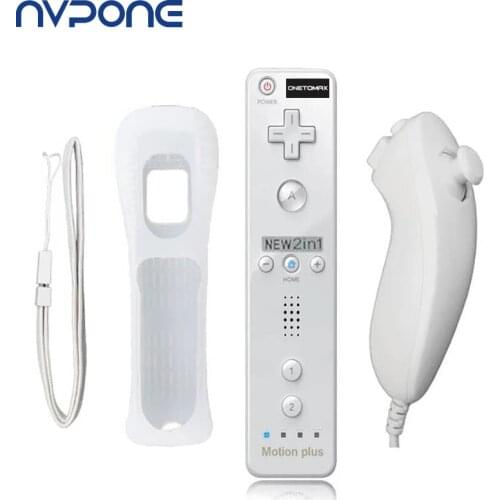 2020 White 2 in 1 Built in Motion Plus Controller for Wii Wireless Game Remote Controller with Nunchuck for Nintendo Wii Console