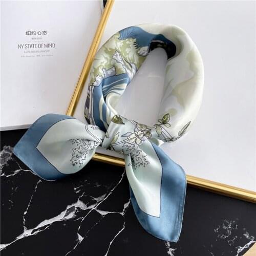 2021 Summer Silk Scarf Square Hairband Women Bandana Cartoon Girl Print Foulard Lady Neckerchief Neck Scarves Shawl Wrap Spring